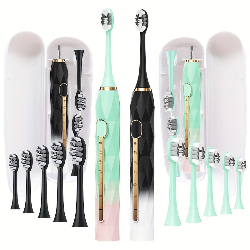 Rechargeable Electric Toothbrush Set for Couples USB Metal Shaft