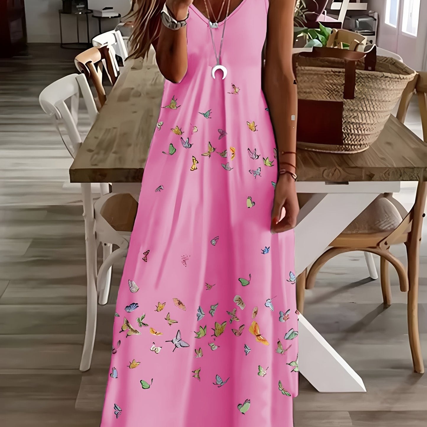 Stunning Plus Size Butterfly Maxi Dress Flowy VNeck Summer Style