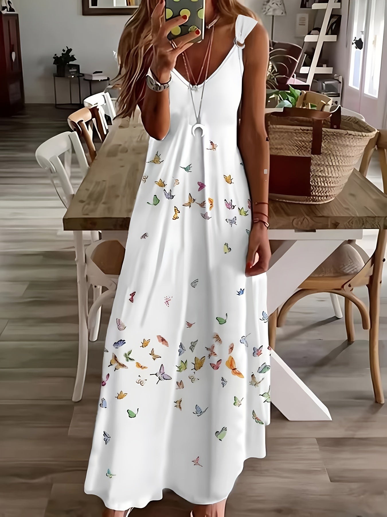 Stunning Plus Size Butterfly Maxi Dress Flowy VNeck Summer Style