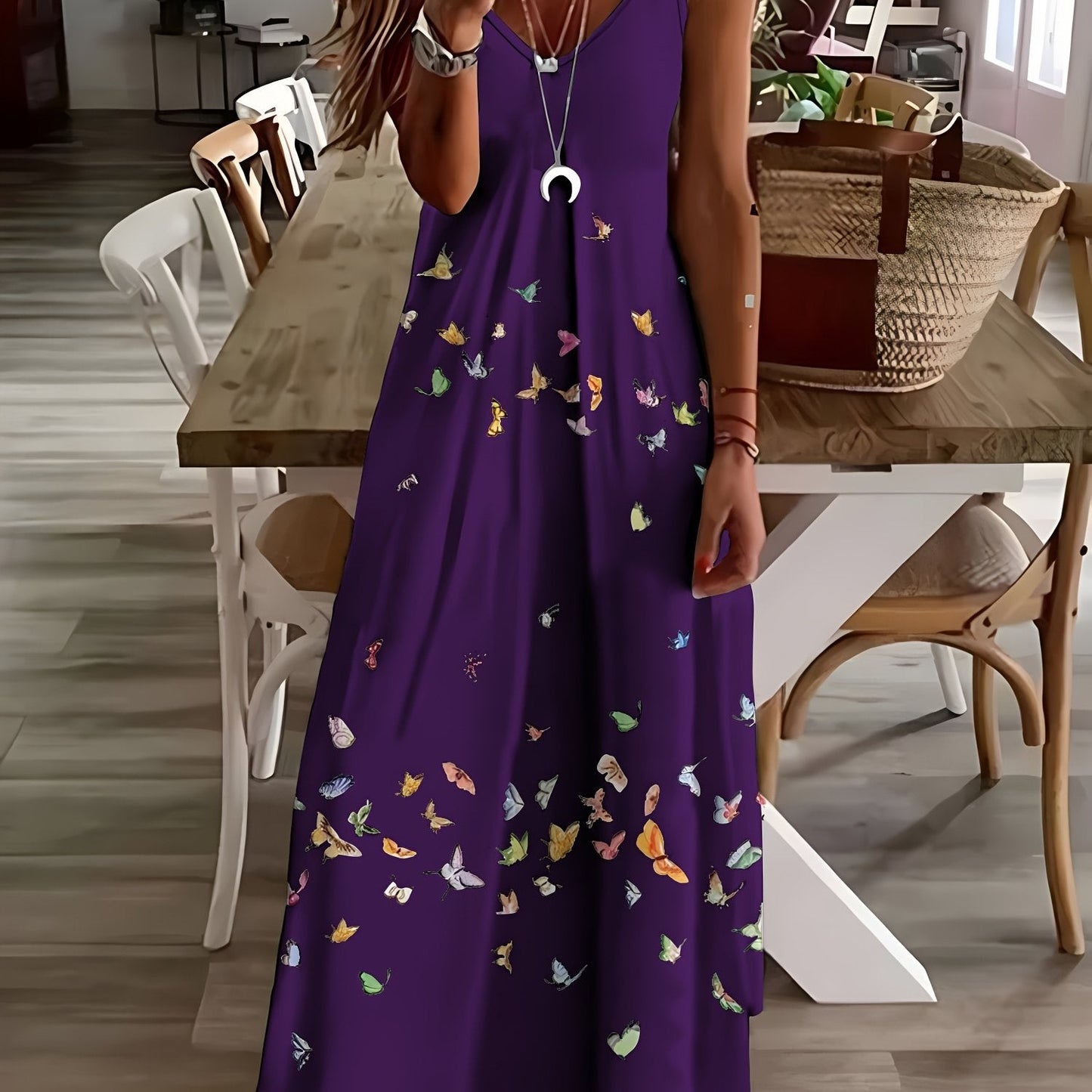 Stunning Plus Size Butterfly Maxi Dress Flowy VNeck Summer Style