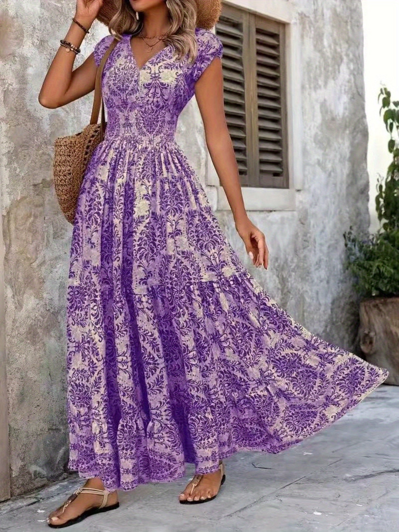Summer Style  Floral V-neck Maxi Dress