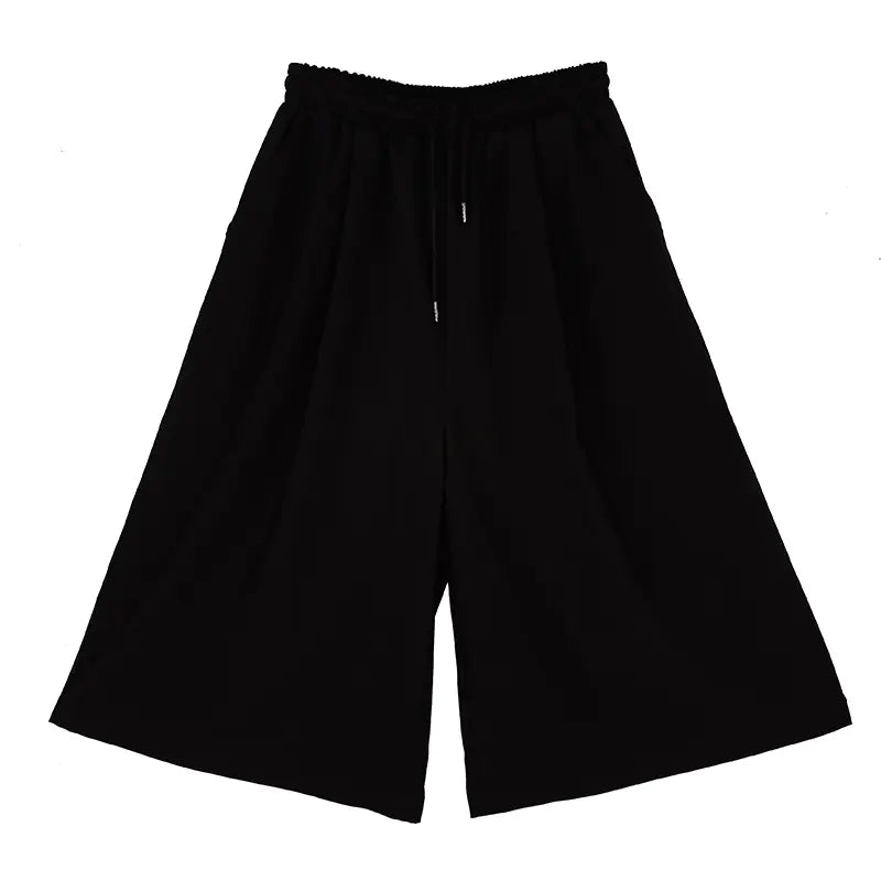 Loose-Fit Cropped Wide-Leg Pants with Elastic Waist