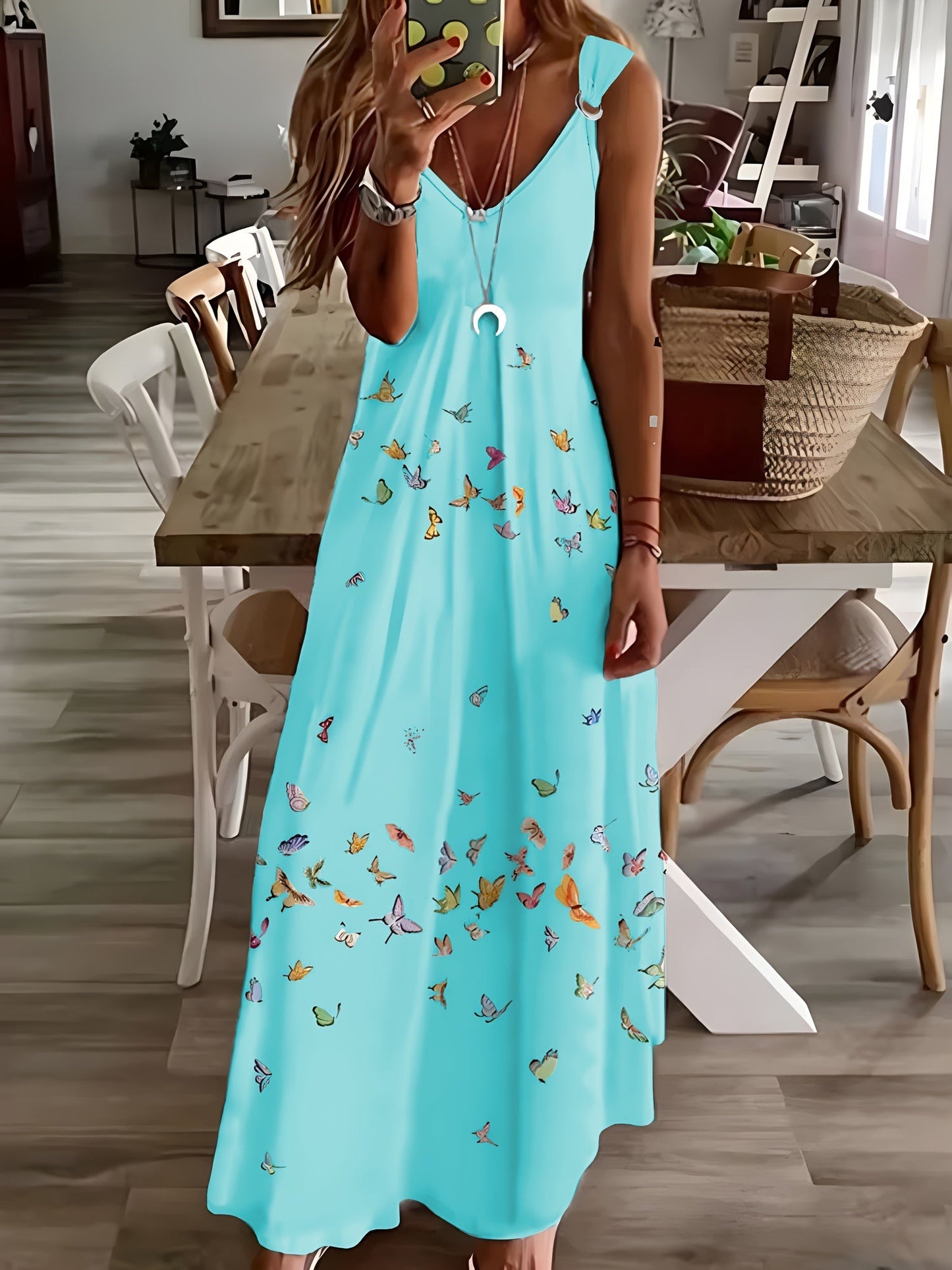 Stunning Plus Size Butterfly Maxi Dress Flowy VNeck Summer Style