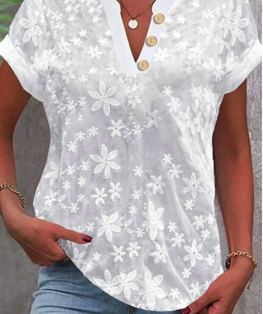 Ellen Floral Print Short Sleeve Blouse (Single Item)