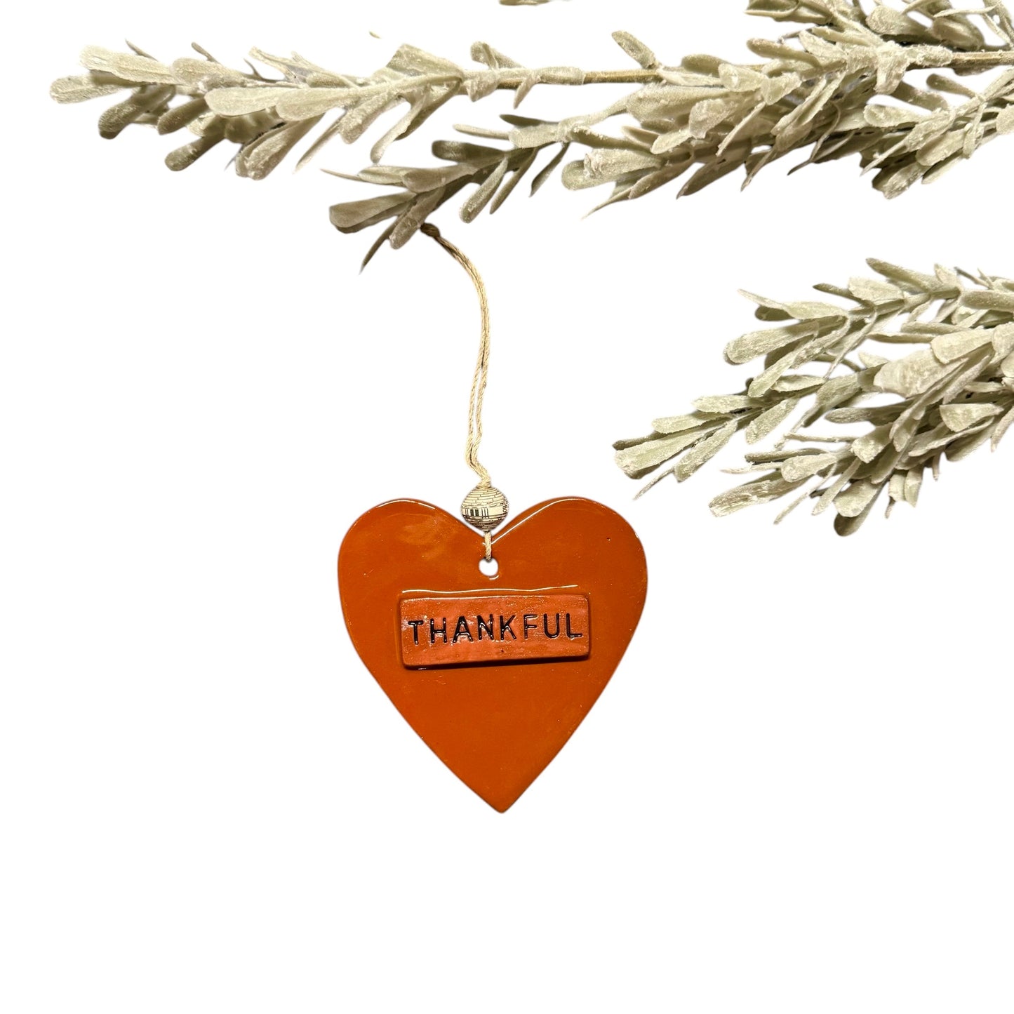 Ceramic Heart Ornament - Thankful
