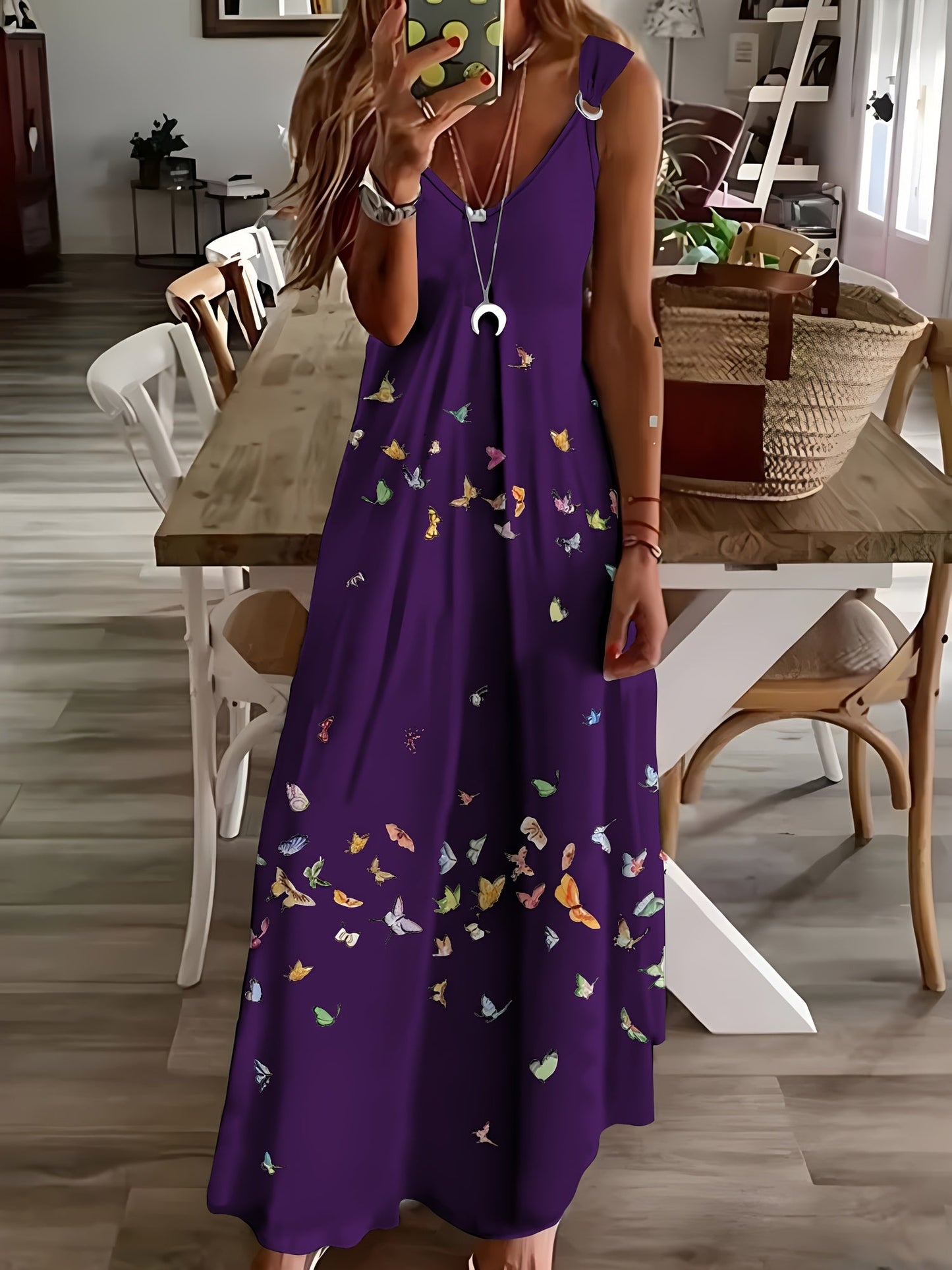 Stunning Plus Size Butterfly Maxi Dress Flowy VNeck Summer Style