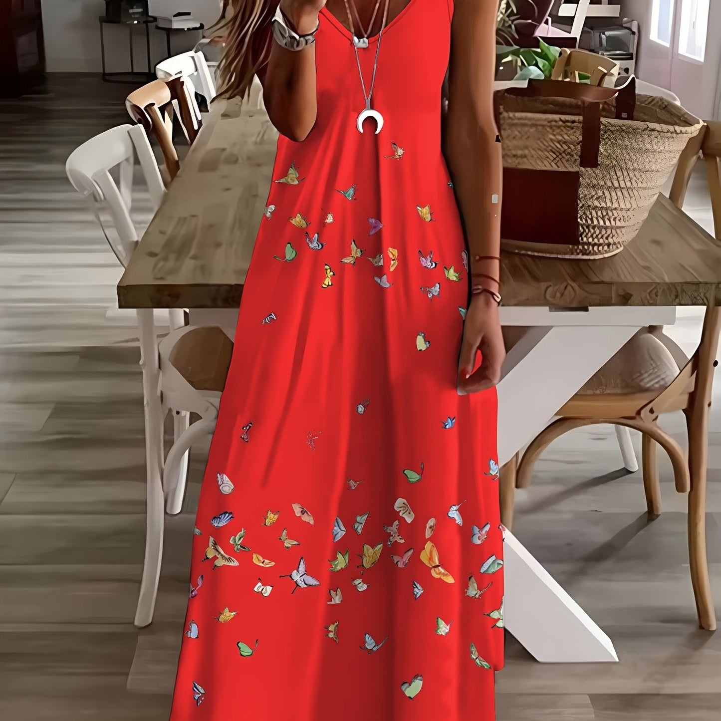 Stunning Plus Size Butterfly Maxi Dress Flowy VNeck Summer Style
