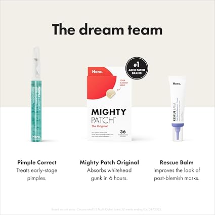 Mighty Patch™ Original – 36 Count | Hydrocolloid Acne Spot Stickers for Zits & Whiteheads | Hero Cosmetics Overnight Treatment