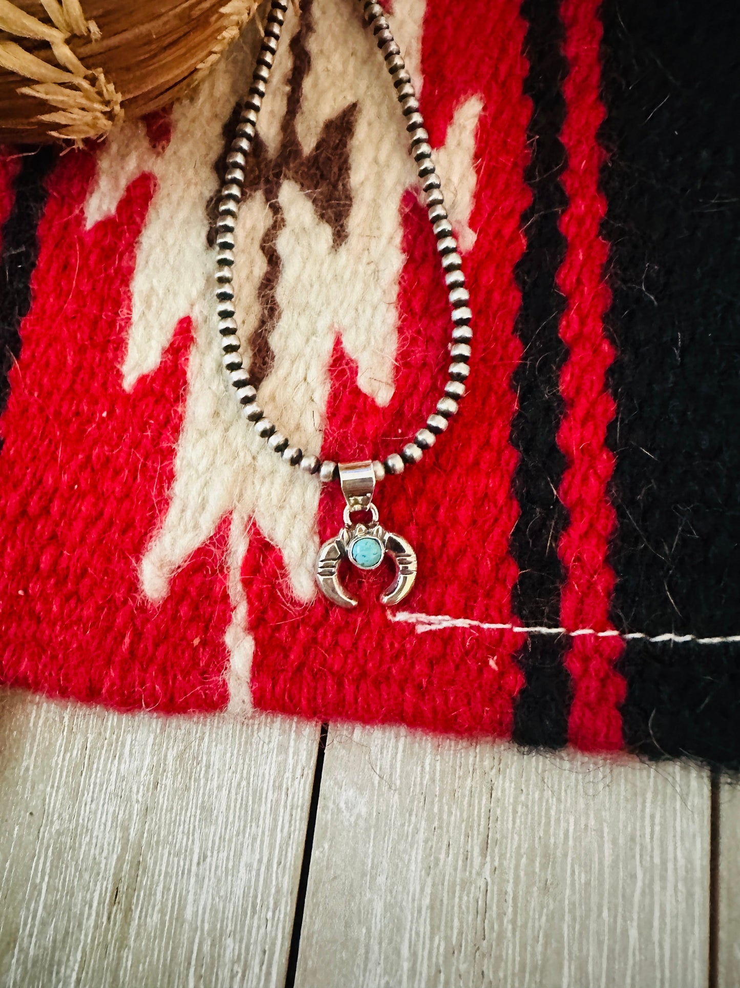 Handcrafted Sterling Silver and Turquoise Naja Mini Pendant