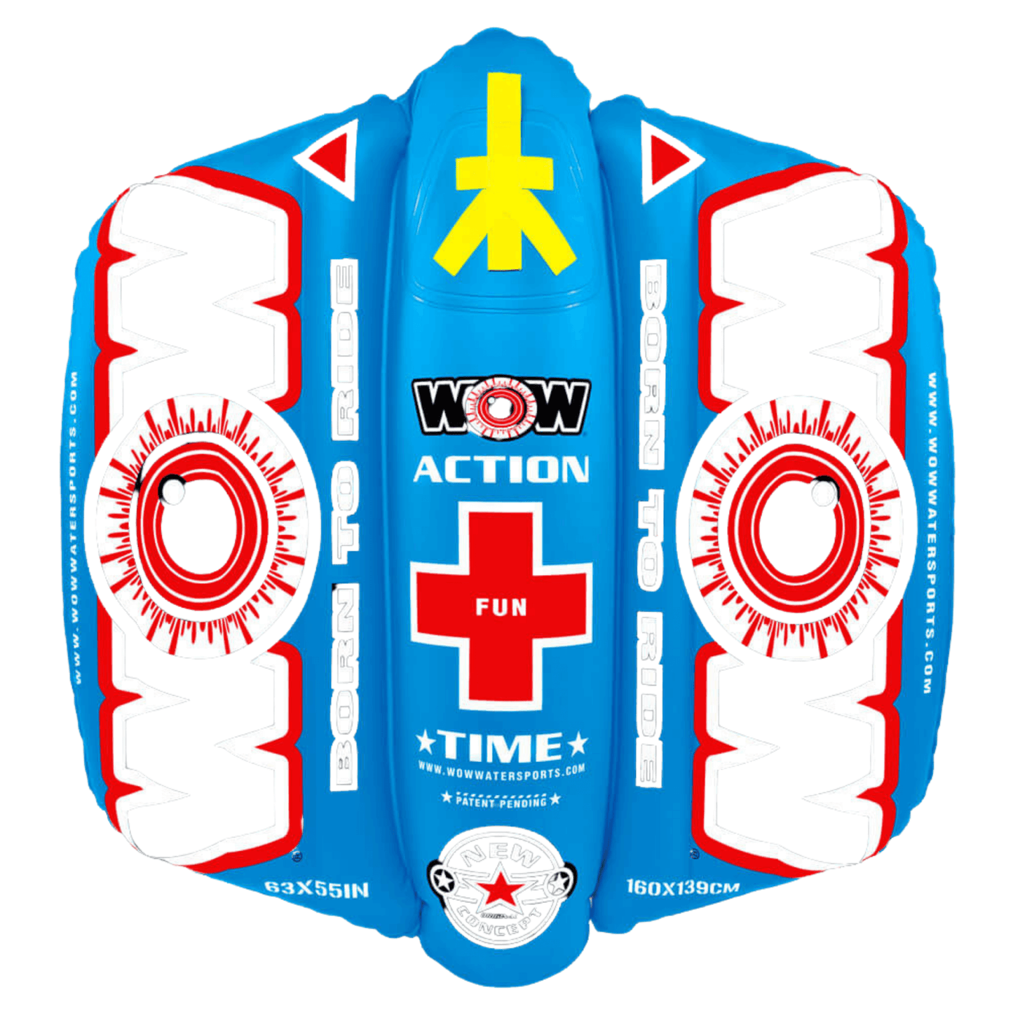 WOW Watersports Zig Zag 1 to 2 Person Inflatable Towable Steerable Tube