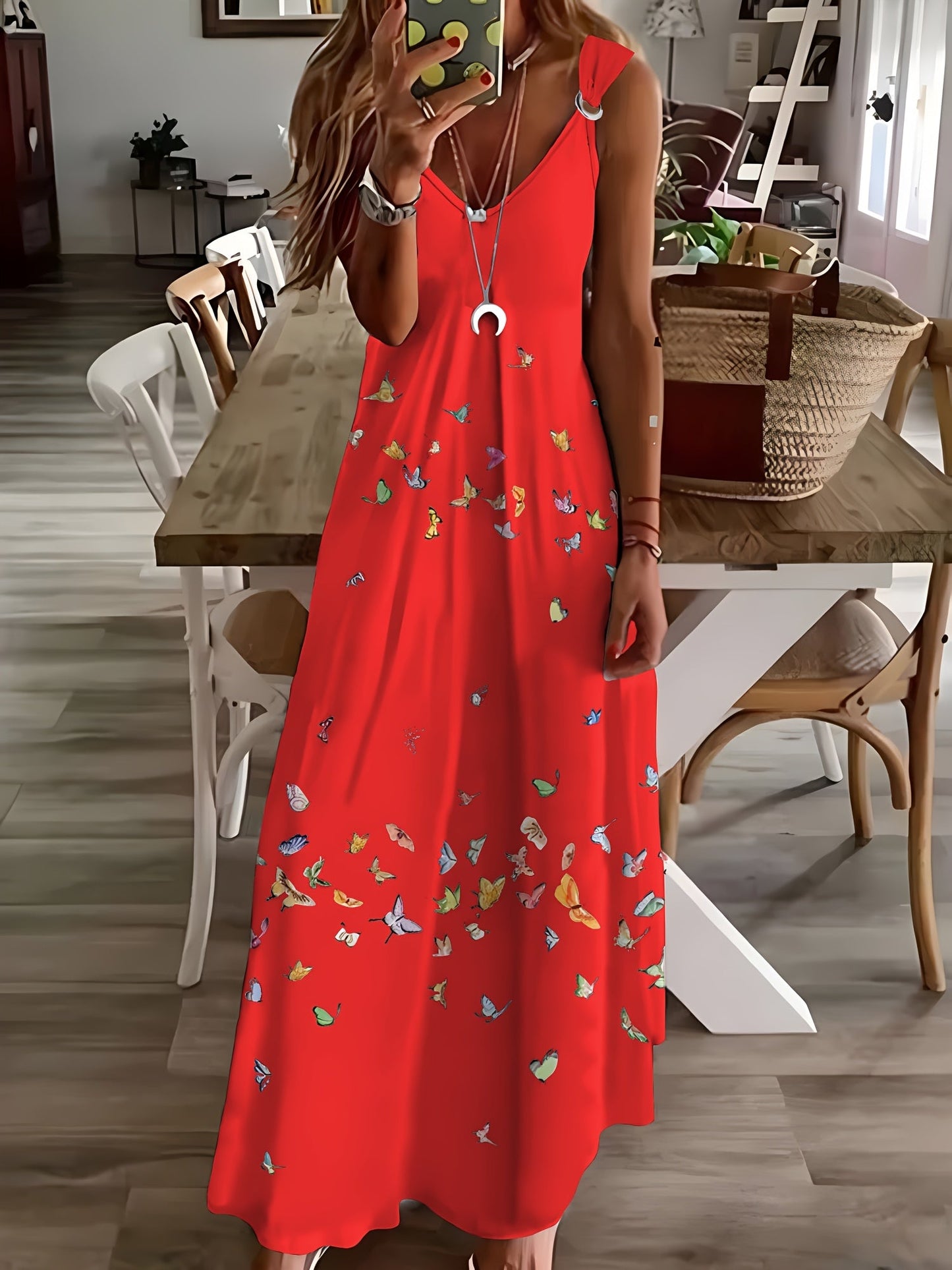 Stunning Plus Size Butterfly Maxi Dress Flowy VNeck Summer Style