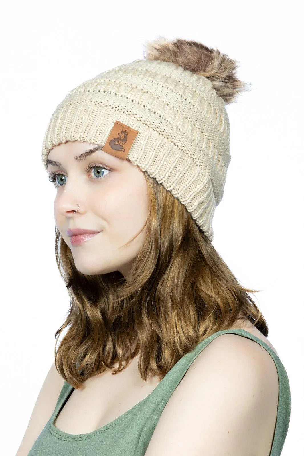 Biscotti Ribbed Knit Hat with Pom