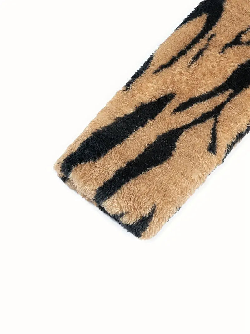 Women's Winter Tiger Stripe Faux Fur Jacket