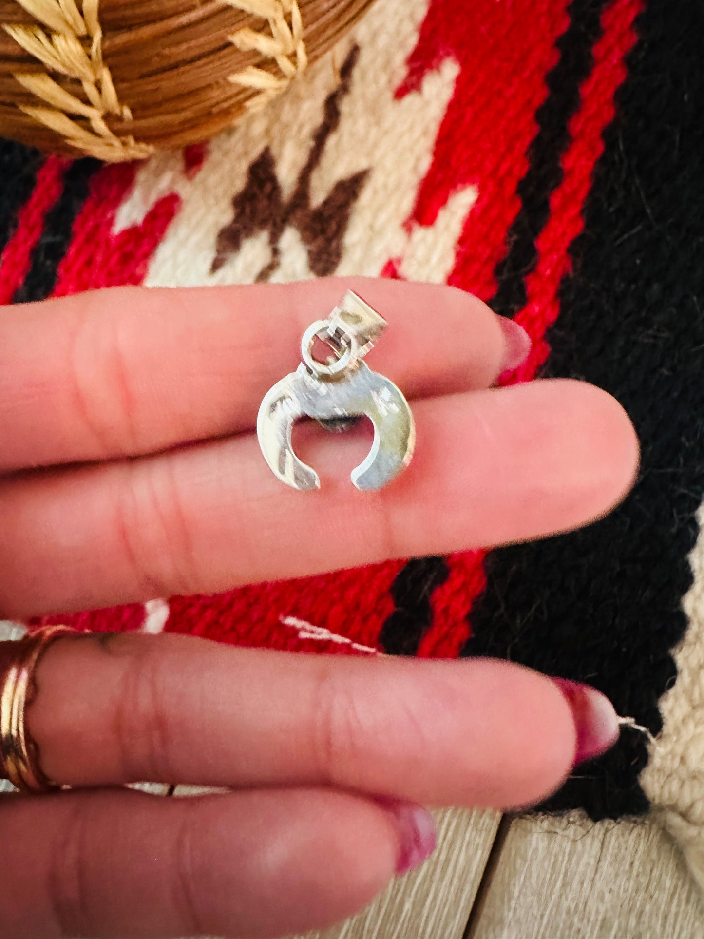 Handcrafted Sterling Silver and Turquoise Naja Mini Pendant