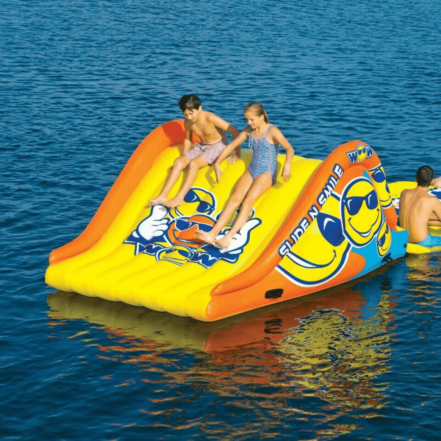 WOW Watersports Slide N Smile Floating 2 Lane Waterslide