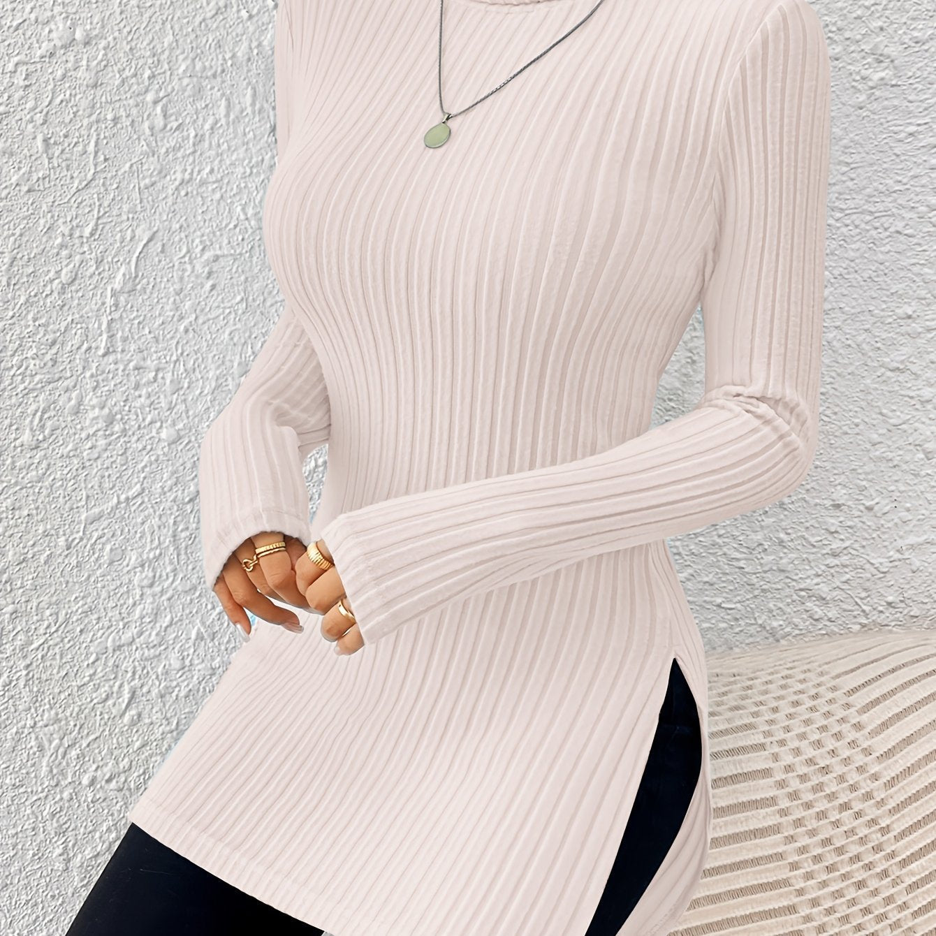 Elegant Soft Turtleneck Long Top
