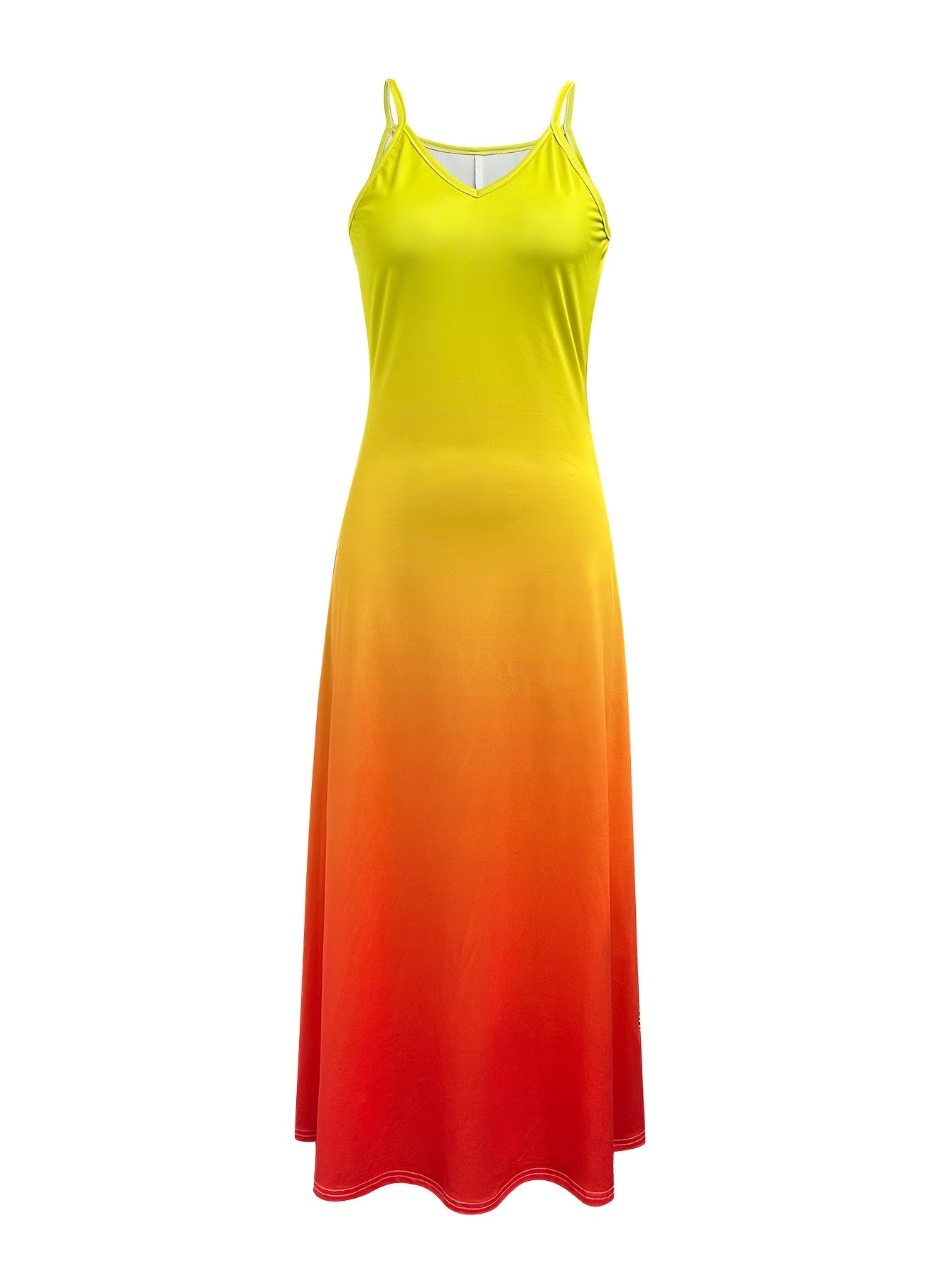 Vibrant Yellow Orange Gradient Backless Sling Dress