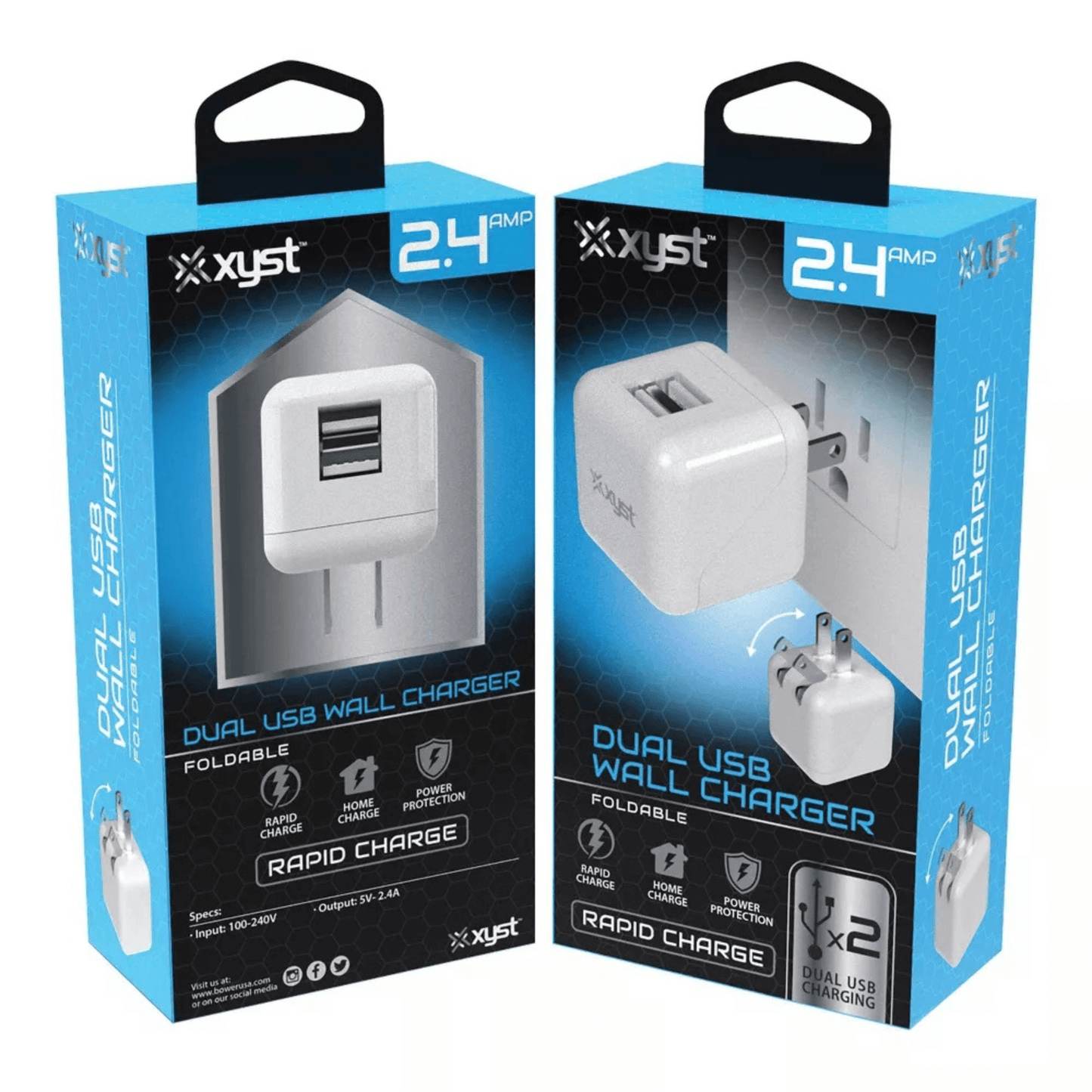 Xyst 2.4-Amp Dual USB Foldable Wall Charger