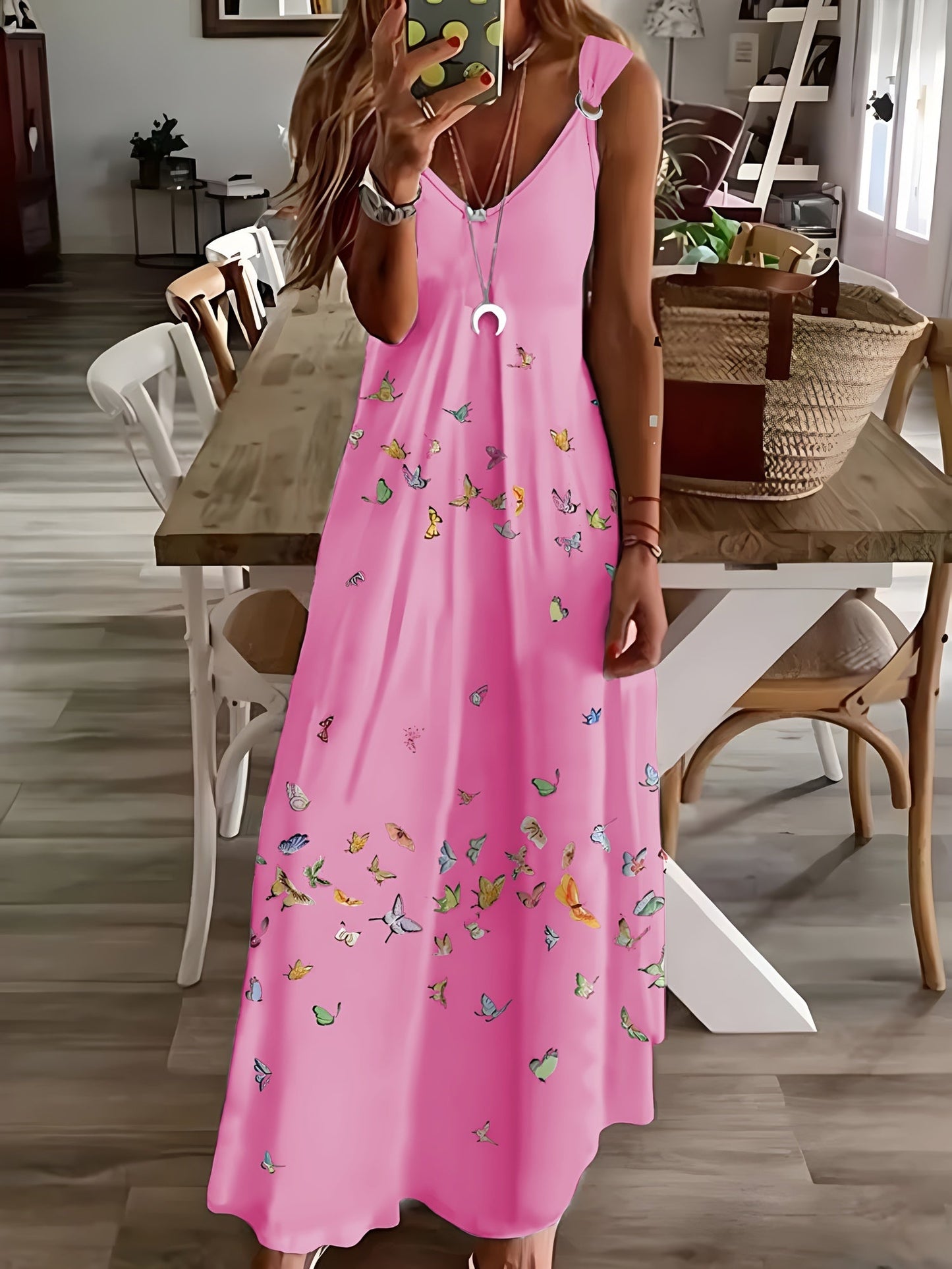 Stunning Plus Size Butterfly Maxi Dress Flowy VNeck Summer Style