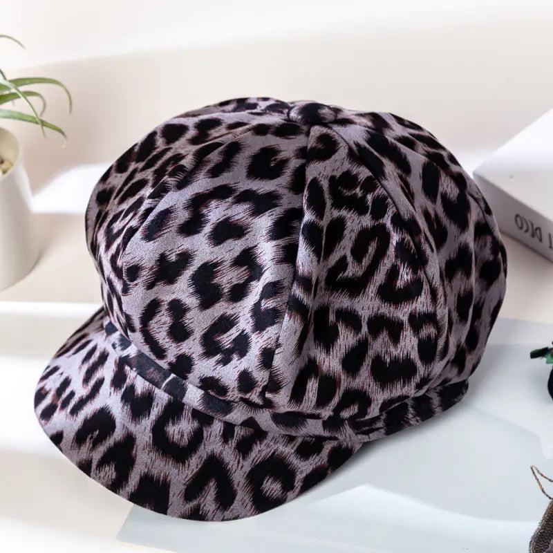 Personalized Leopard Print Octagonal Hat for Women