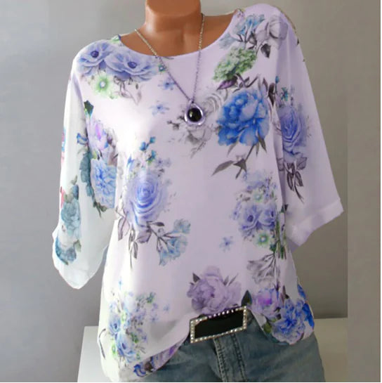 Plus Size Women's Loose Print Short Sleeve T-Shirt