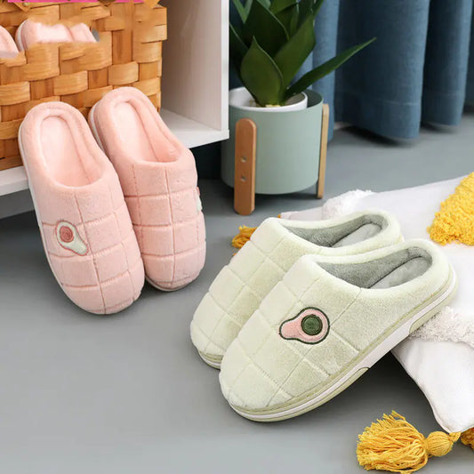 Warm Non-Slip Avocado Velvet Indoor Slippers