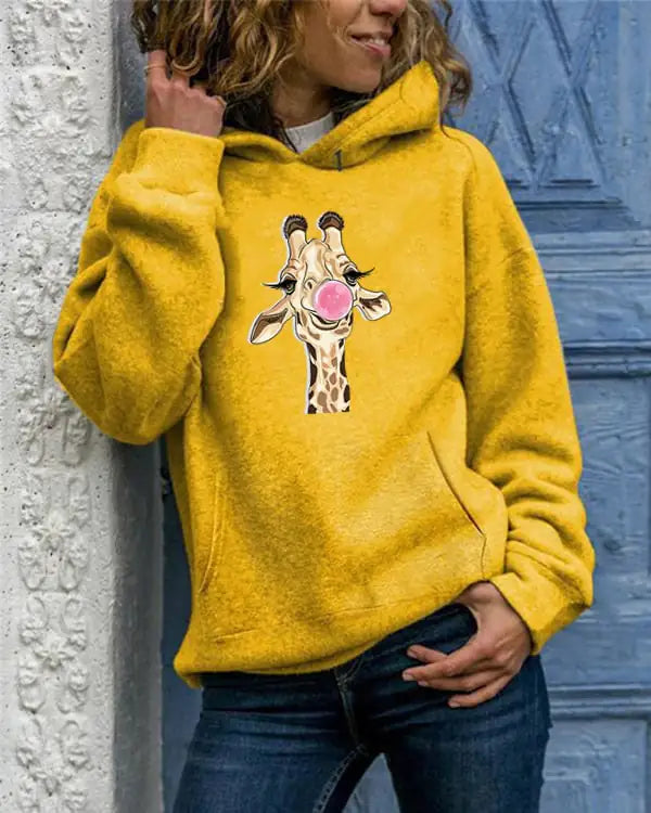 Solid Color Printed Round Neck Women's Sweater