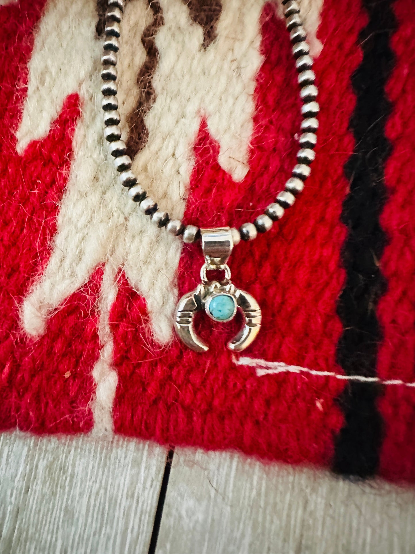 Handcrafted Sterling Silver and Turquoise Naja Mini Pendant