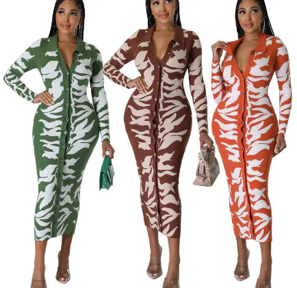 Plus Size Women's Printed Sexy Fashion Dress