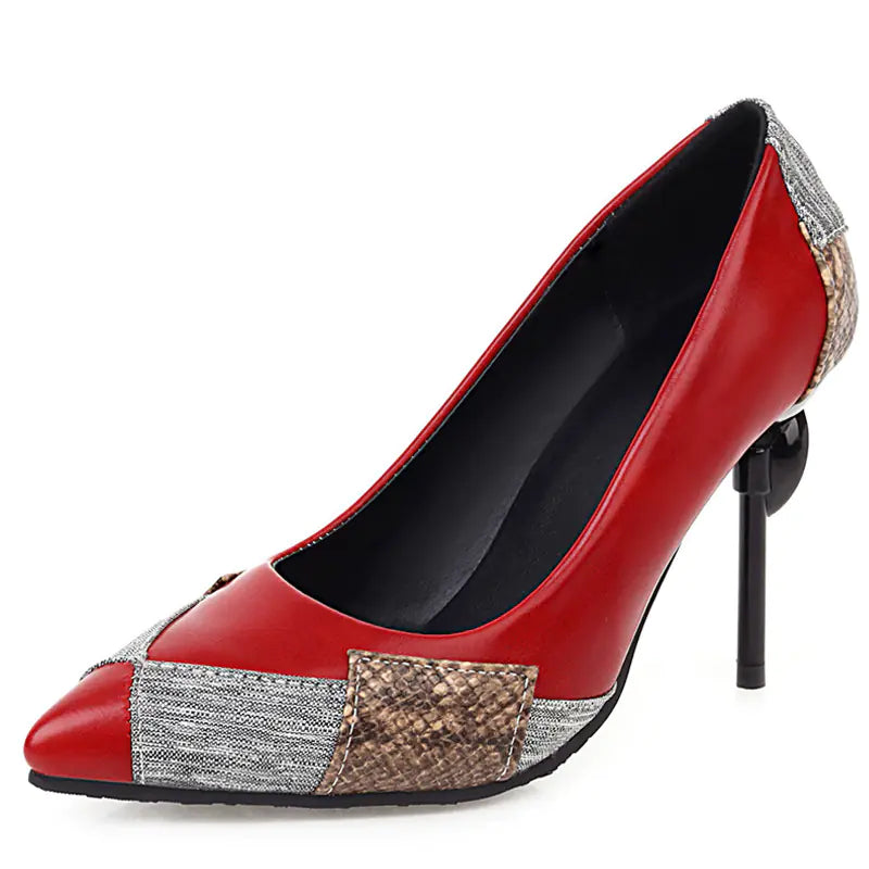 Pointed Toe High Heels for Women - Sexy Color Block Design