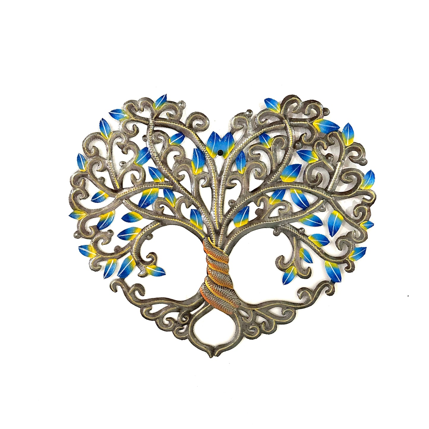 Electric Blue- Yellow Tree Heart