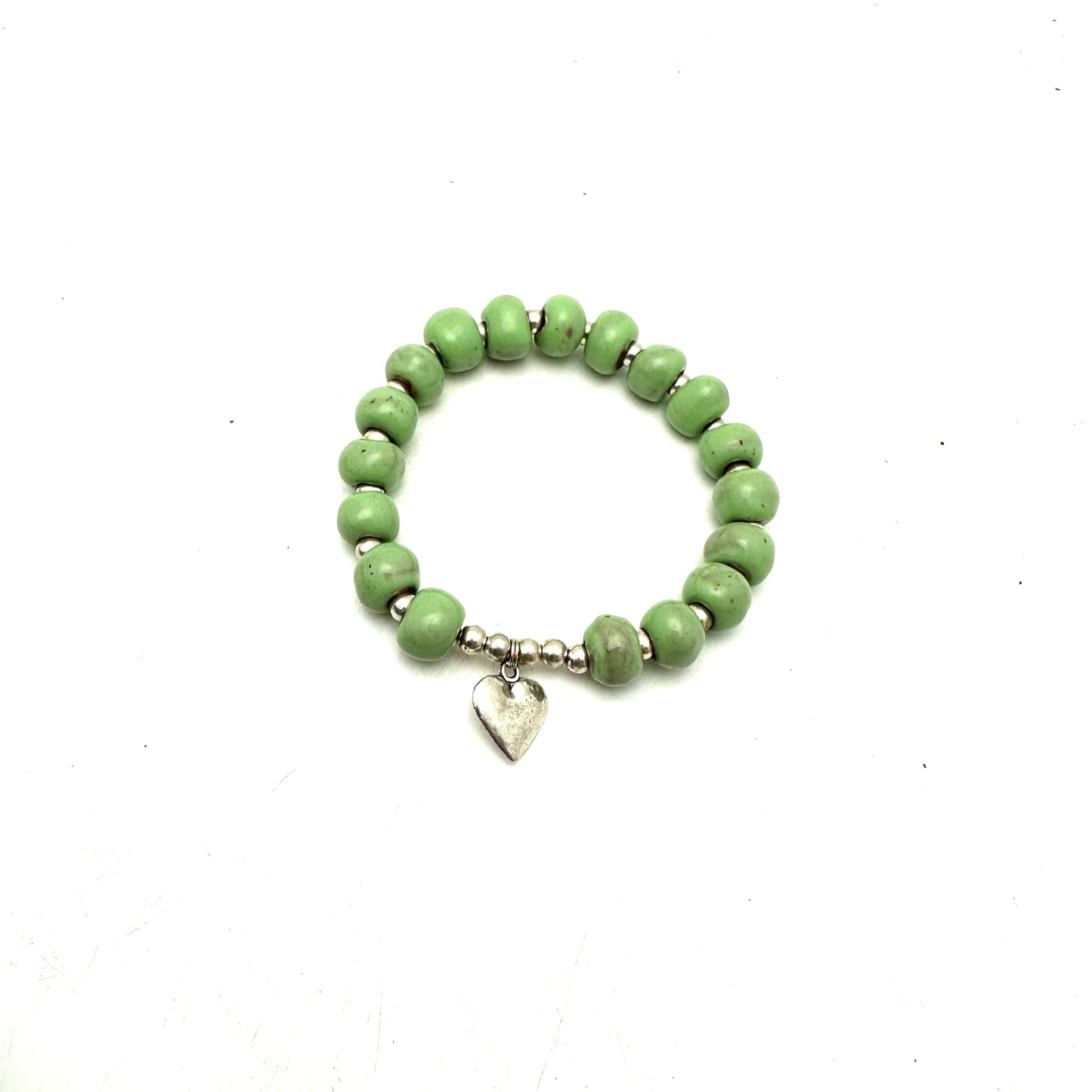 Heart Charm Bracelet- Mint Green