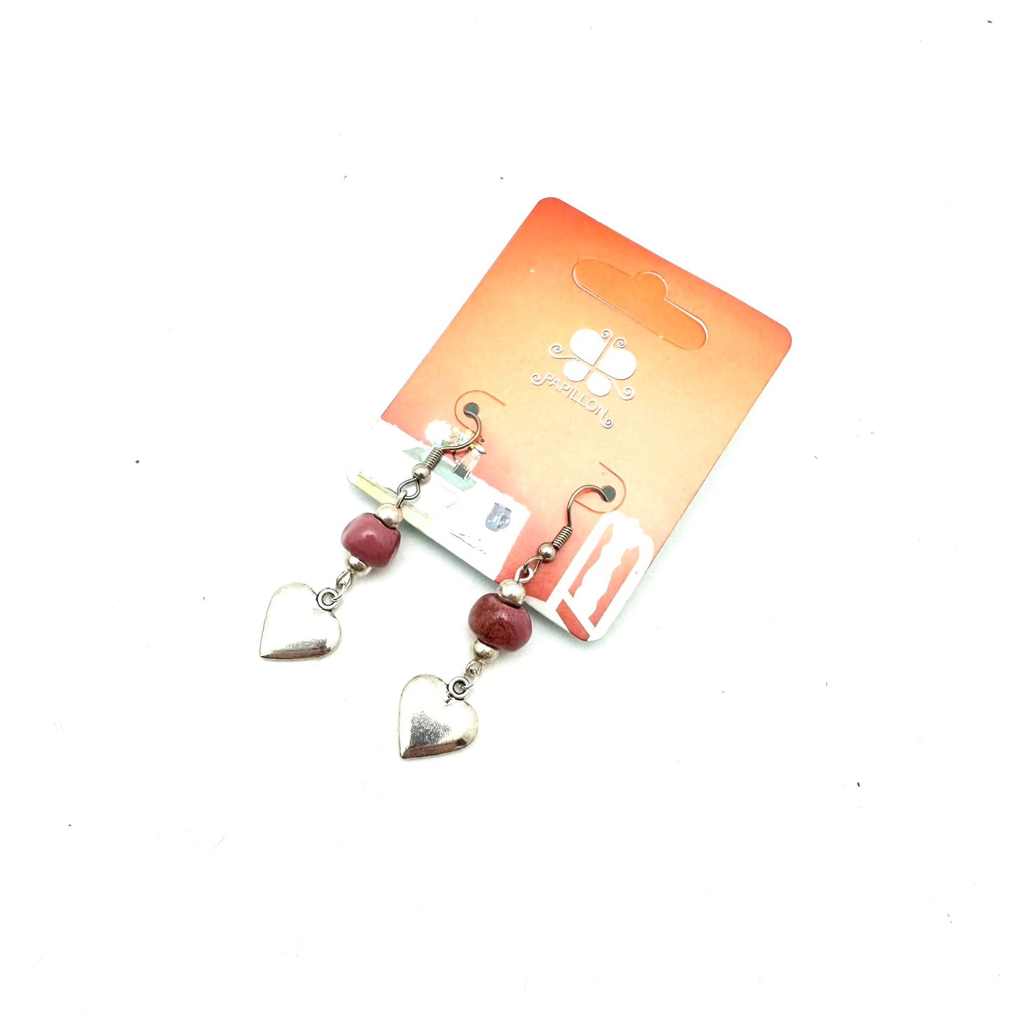 Heart Charm Earring- Pale Raspberry