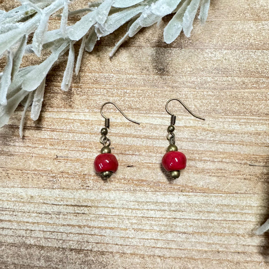 Simple Ceramic Earring- Cherry Red