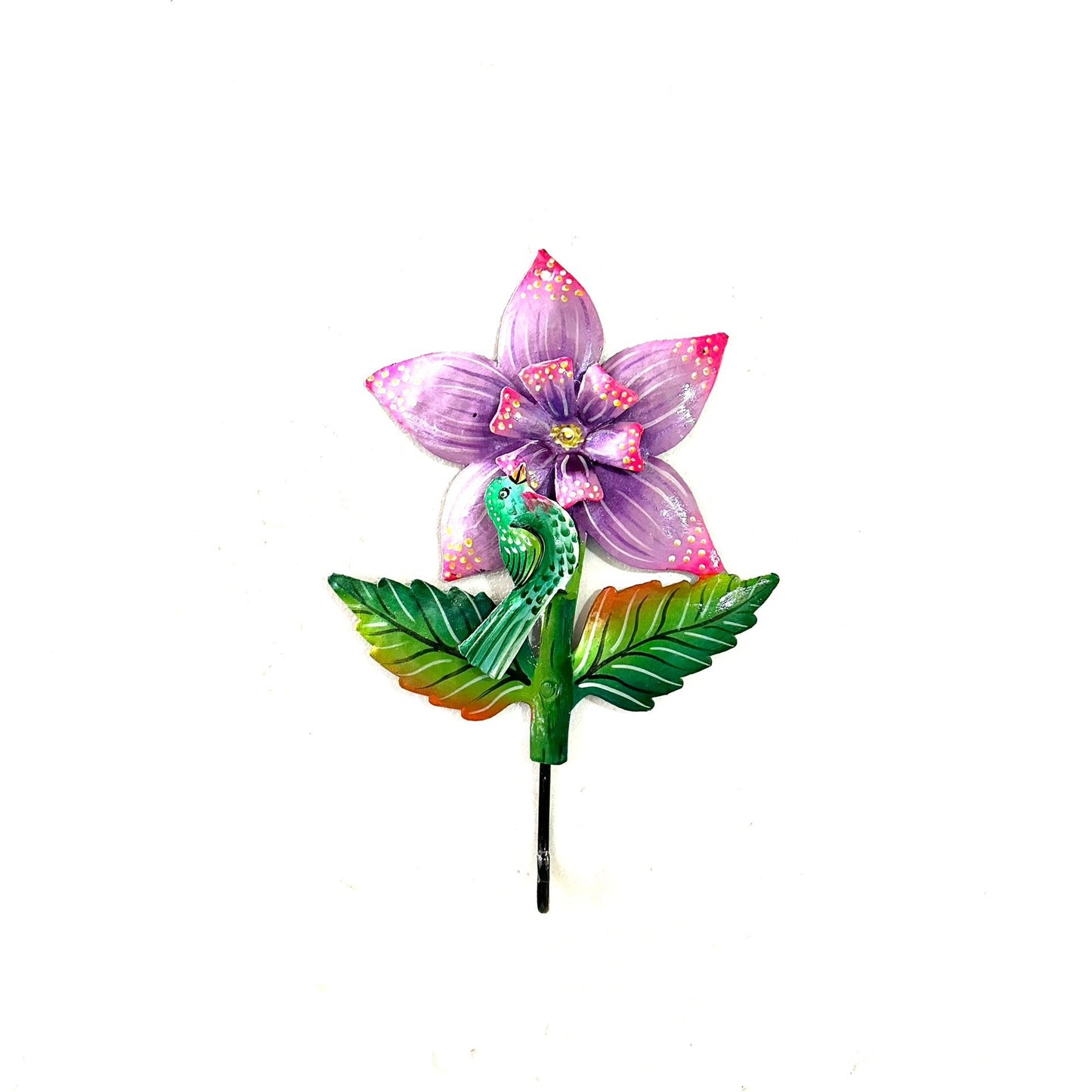 Purple Flower and Bird Wall Hook