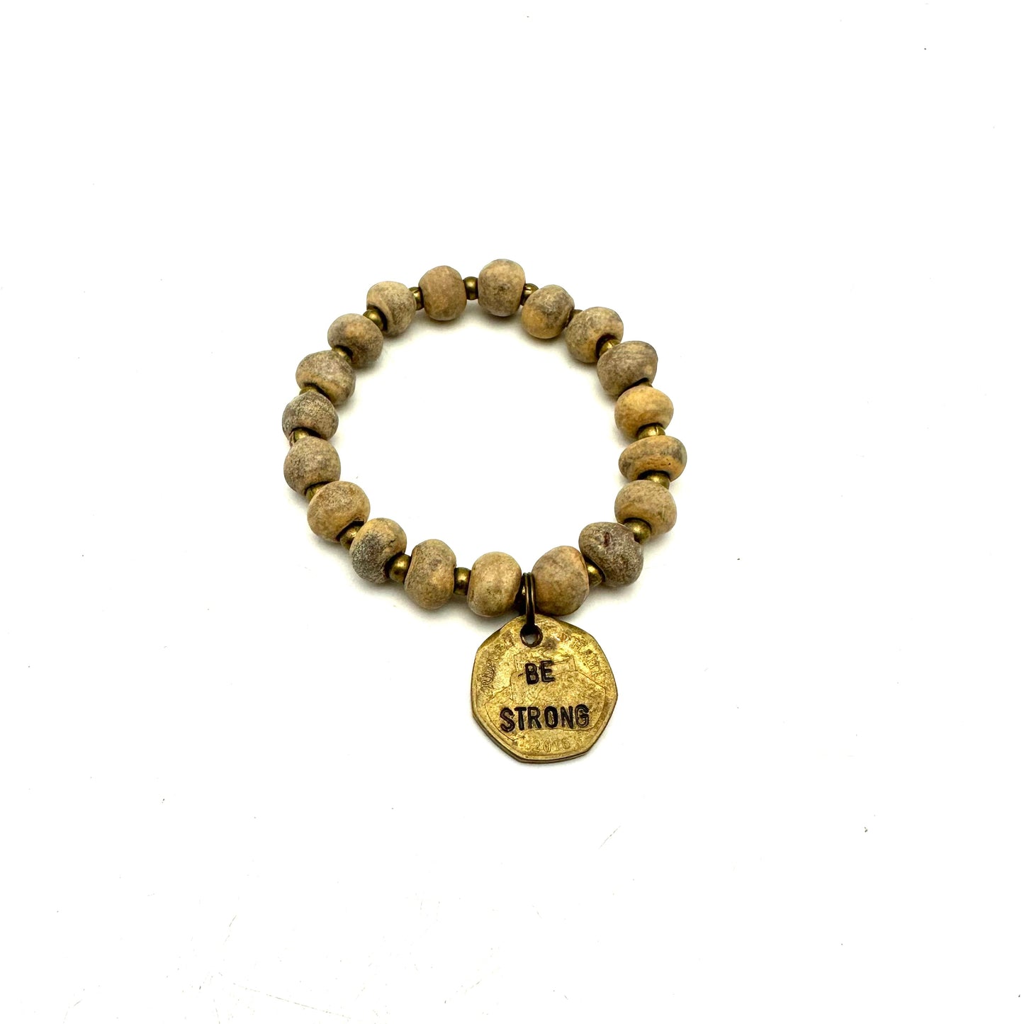 Ceramic Coin Bracelet - Be Strong