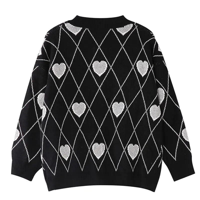 Heart Jacquard Loose Sweater for Women