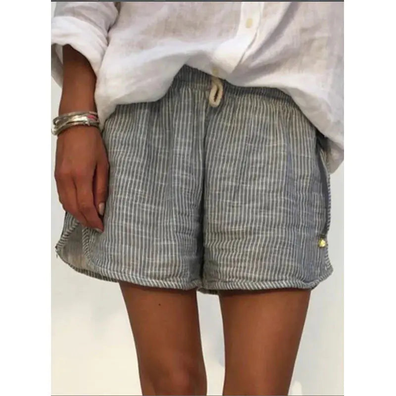 Striped Print Elastic Waist Slimming Wide Leg Shorts