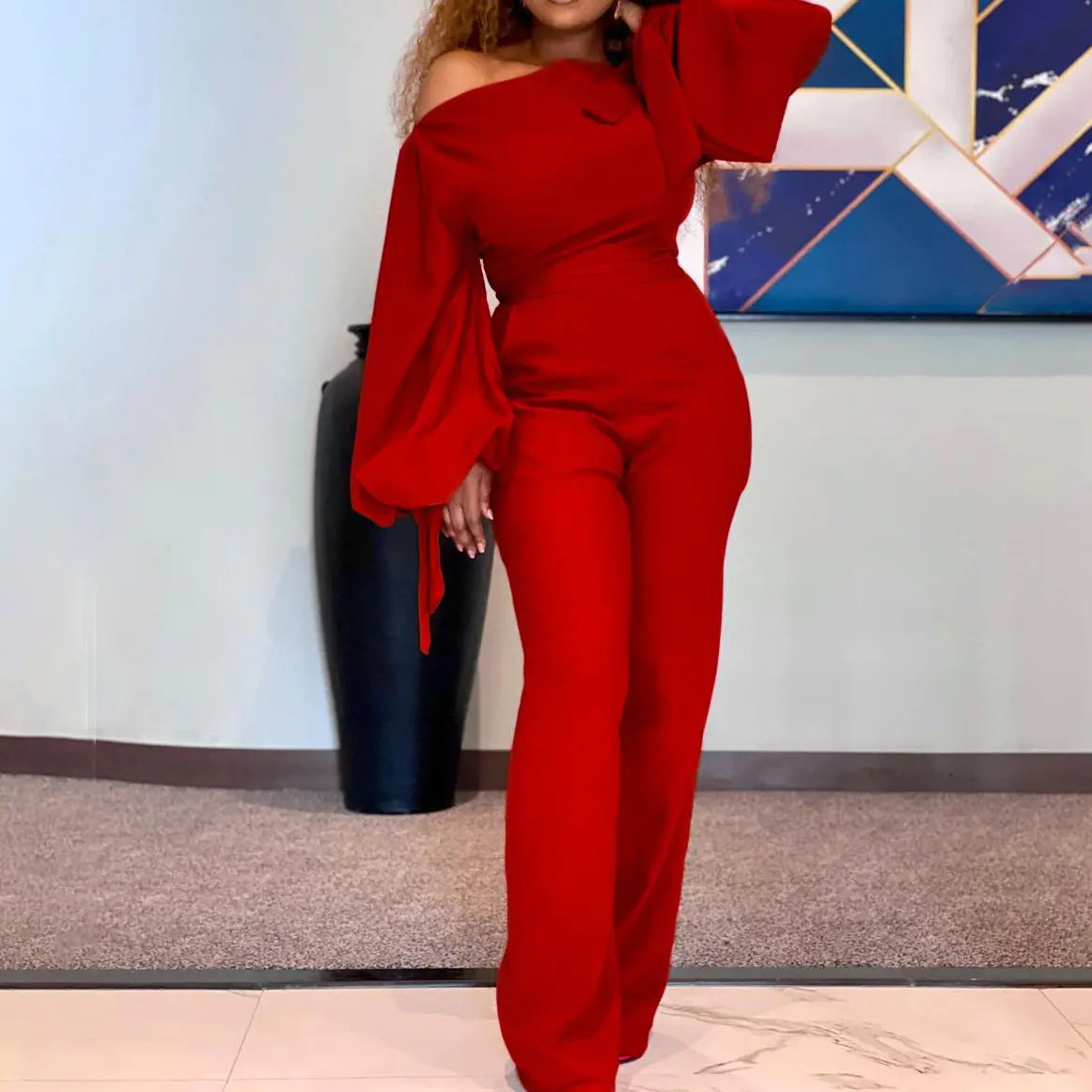 Plus Size High Waist Wide Leg African Jumpsuit