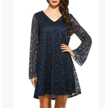 Elegant Lace Summer Plus Size V-Neck Dress