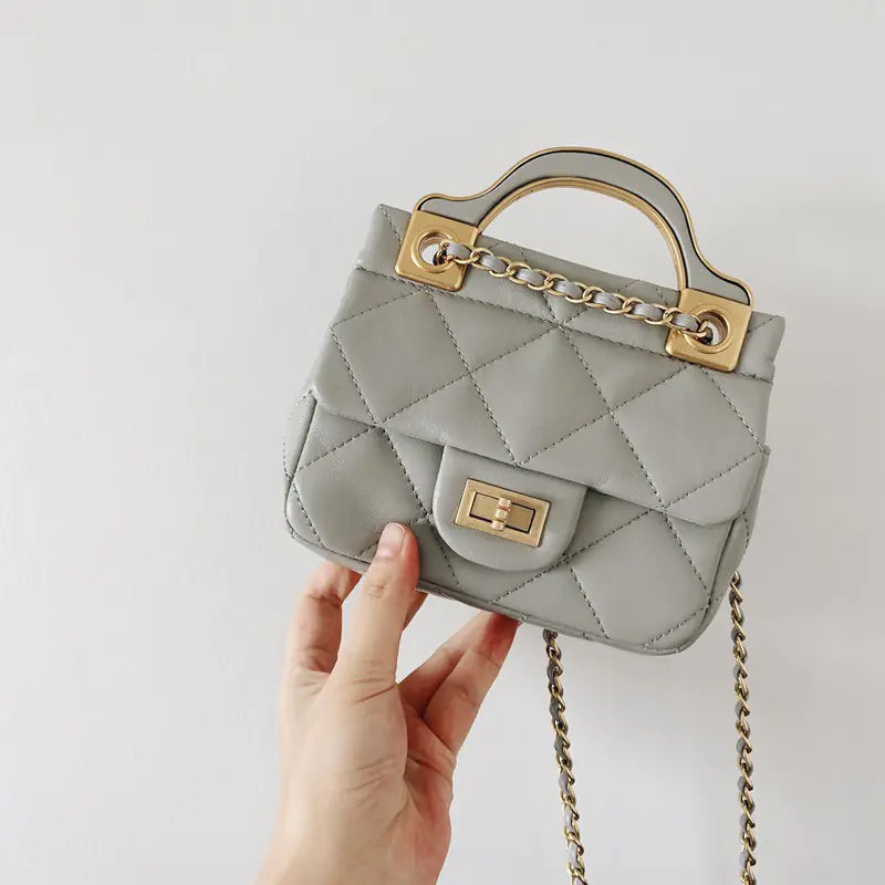 Sheepskin Leather Lozenge Chain Messenger Bag