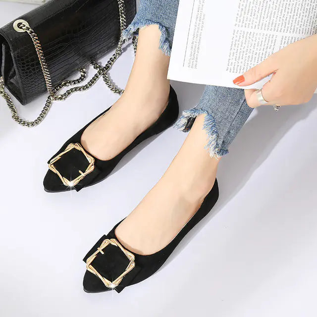 Pointed Toe Flat Shoes for Women - Korean Style Casual