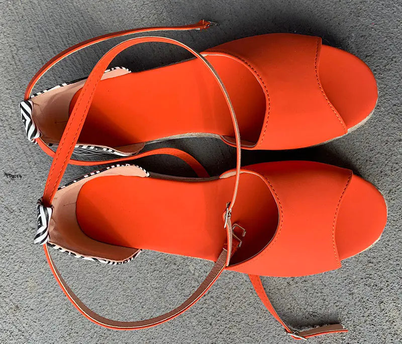 Woven Espadrille Sandals with Wedge Heel Platform