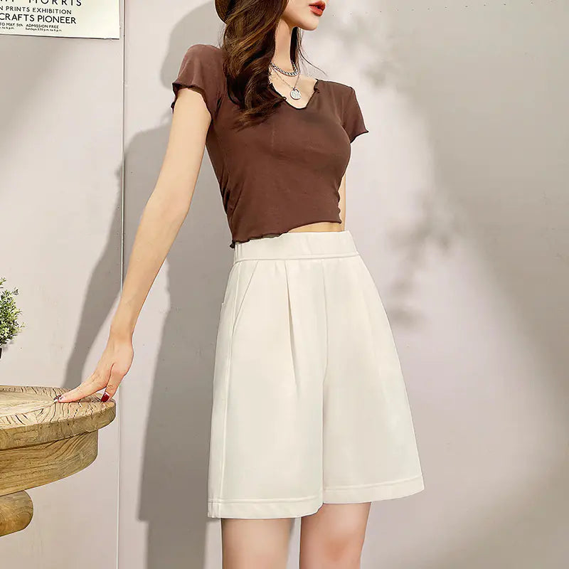 Women's High Waist Wide Leg Shorts