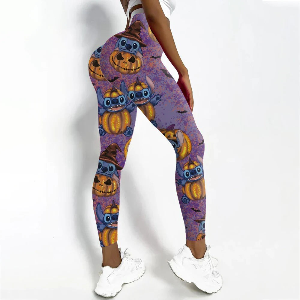 Disney Stitch Printed High Elasticity Tight Fitness High Waist Pants