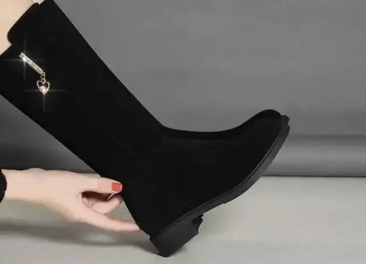 Thigh High Boot Warm Plush Snow Boots Side Zipper Snow Boots