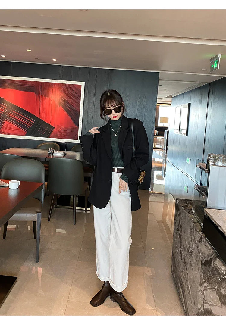 Pullover Long Sleeve Mock Neck Knitted Women Sweater