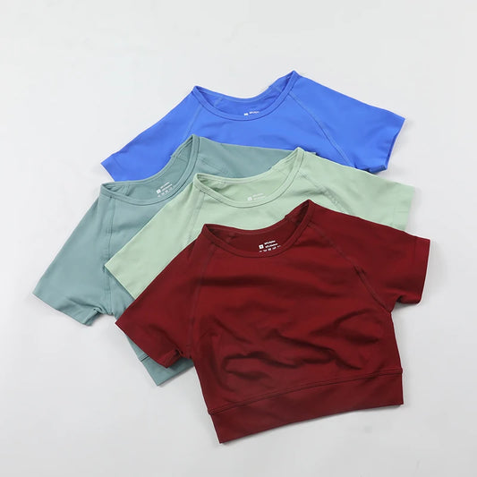 Impact Crop Top Women Short Sleeve Yoga Shirts Slim