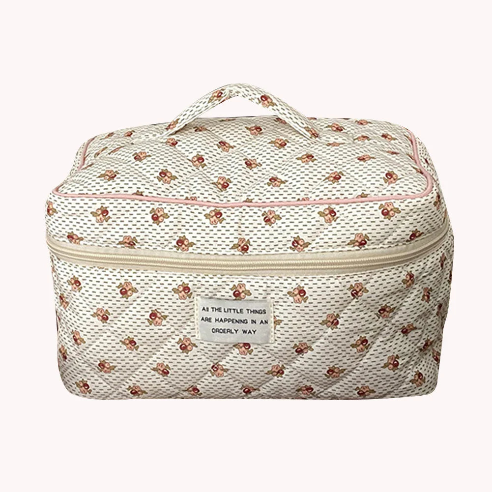 Floral Quilted Cosmetic Organizer Travel Home