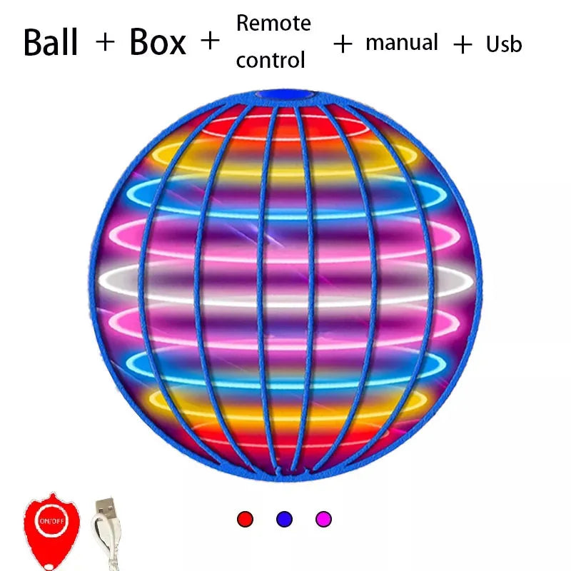 Flying Ball Toy Hand Control Flying Ball Magic Ball LED Light Boomerang Rotator 360° Mini Drone Flying Toy for Kids Family Gifts